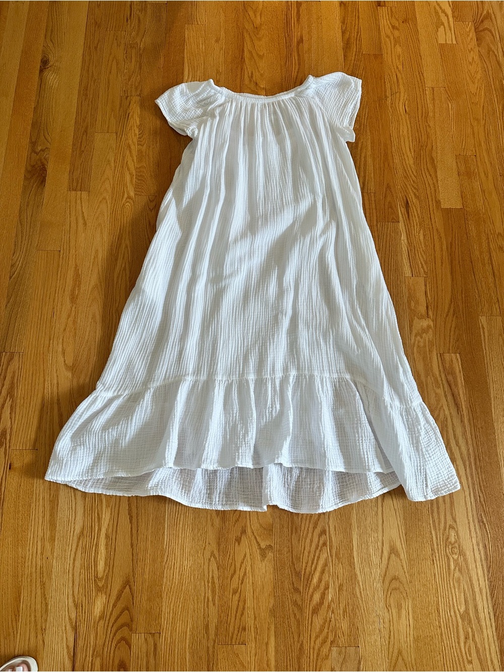 Ruby Rd White Gauze Tiered Summer Dress Beach Resort Vacation